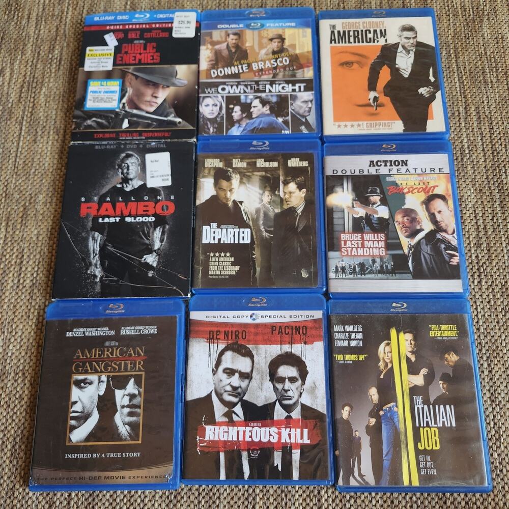 10 Action Mobster Shooting Movies Bluray Italian Job Public Enemies Rambo